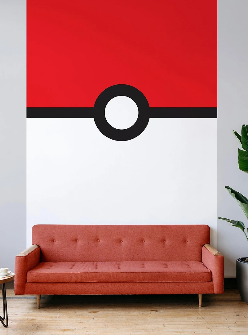 Pokémon Pokeball Red and White Mural