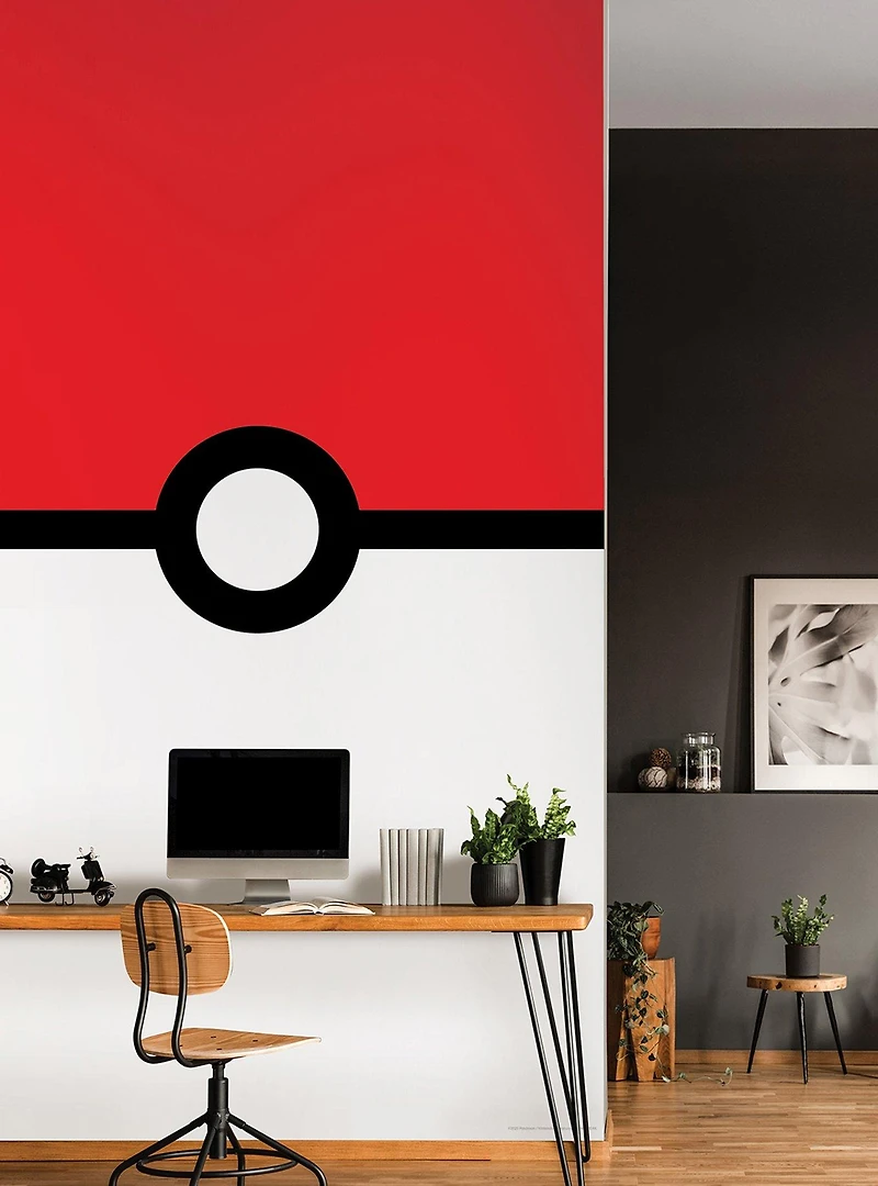 Pokémon Pokeball Red and White Mural