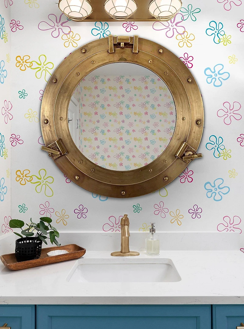 SpongeBob SquarePants Floral White Wallpaper