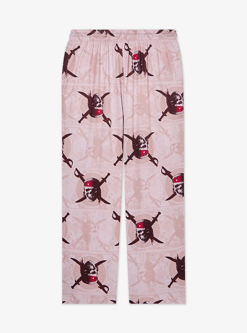 Disney Pirates of the Caribbean Jack Sparrow Jolly Roger Allover Print Sleep Pants - BoxLunch Exclusive