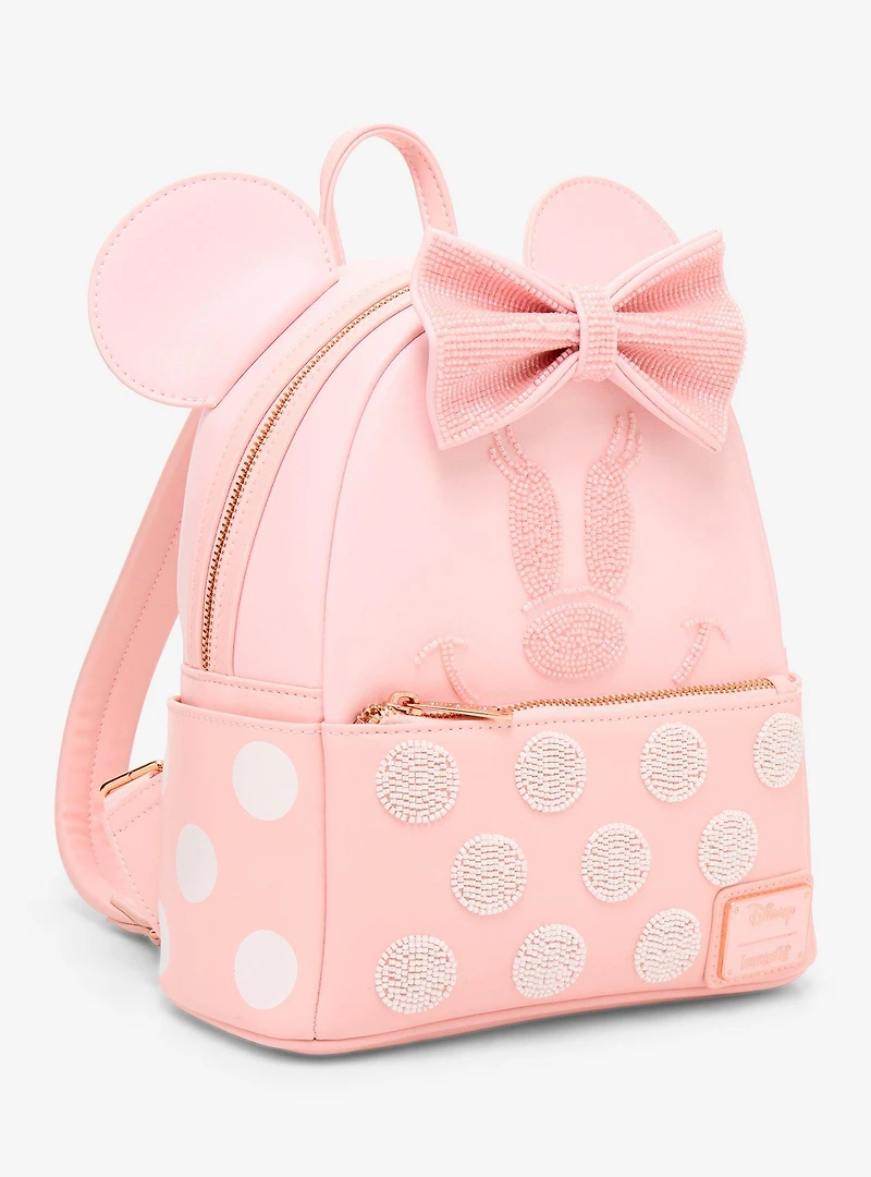 Loungefly Disney Minnie Mouse 3D Ears Beaded Mini Backpack