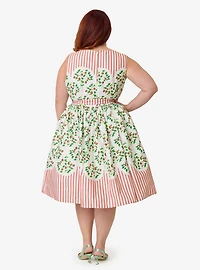 Unique Vintage Plus Strawberry & Stripe Sleeveless Cotton Swing Dress