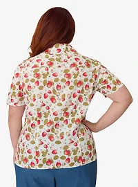 Unique Vintage Plus 1960s Strawberry Print Cotton Blouse