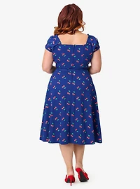 Unique Vintage Plus Navy & Cherries Ohara Swing Dress