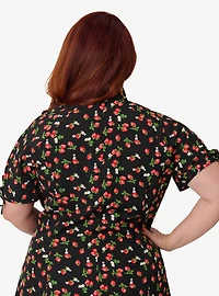 Unique Vintage Plus Black & Berries Print Chita Blouse