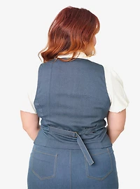 Unique Vintage Plus 1940s Denim Embroidered Button Up Vest