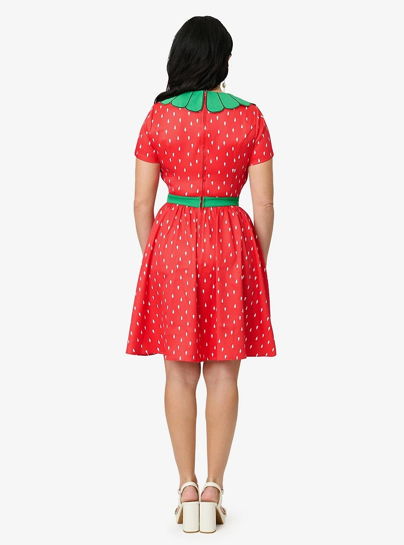 Smak Parlour Red & Green Petal Collar Flare Dress