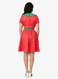 Smak Parlour Red & Green Petal Collar Flare Dress