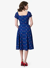 Unique Vintage Navy & Cherries Ohara Swing Dress