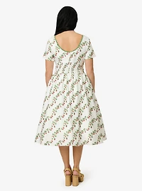 Unique Vintage Strawberry Vine Print Swing Dress