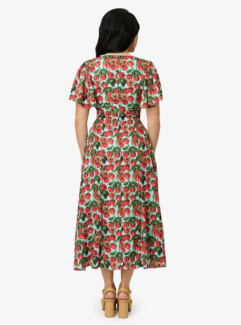 Unique Vintage Cherry Tomato Midi Dress