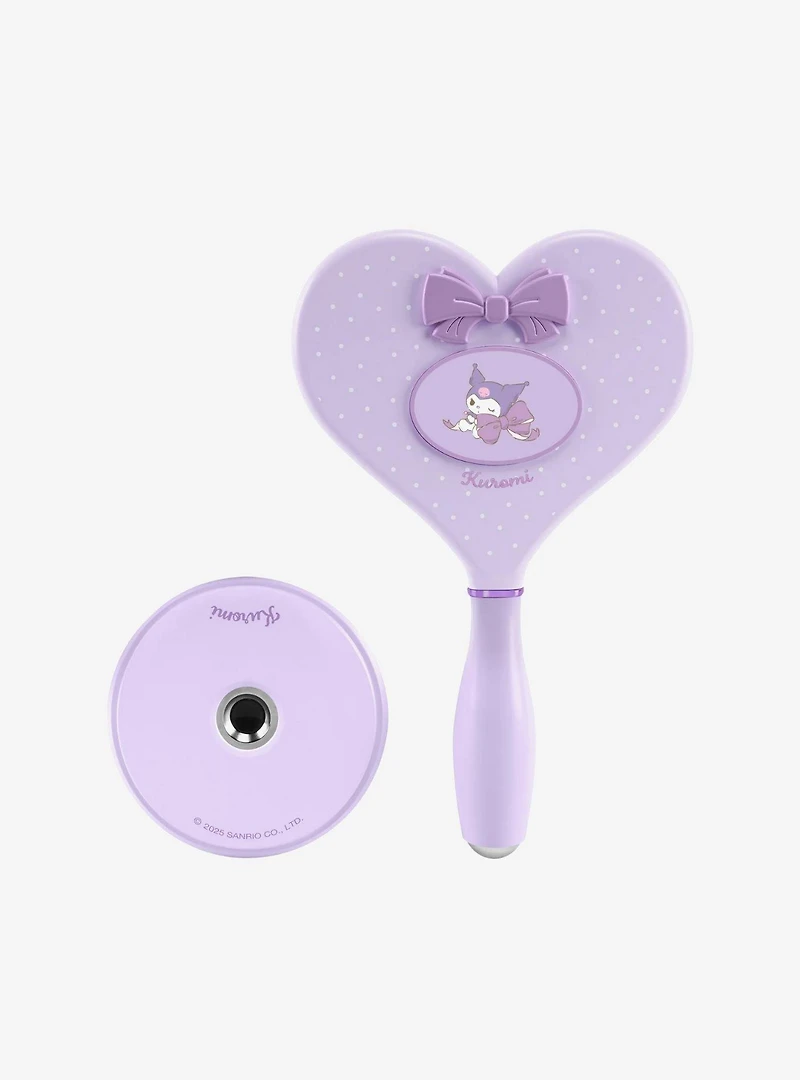 Kuromi Lovely Ribbon Heart Handheld Makeup Mirror with Standing Base