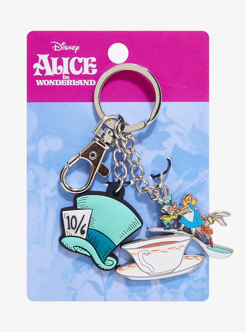 Disney Alice in Wonderland Mad Hatter Teacup Multi-Charm Keychain - BoxLunch Exclusive