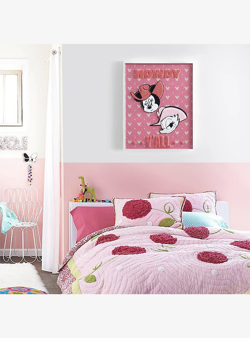 Disney Minnie Mouse & Daisy Duck Western Tufted Wall Art Framed