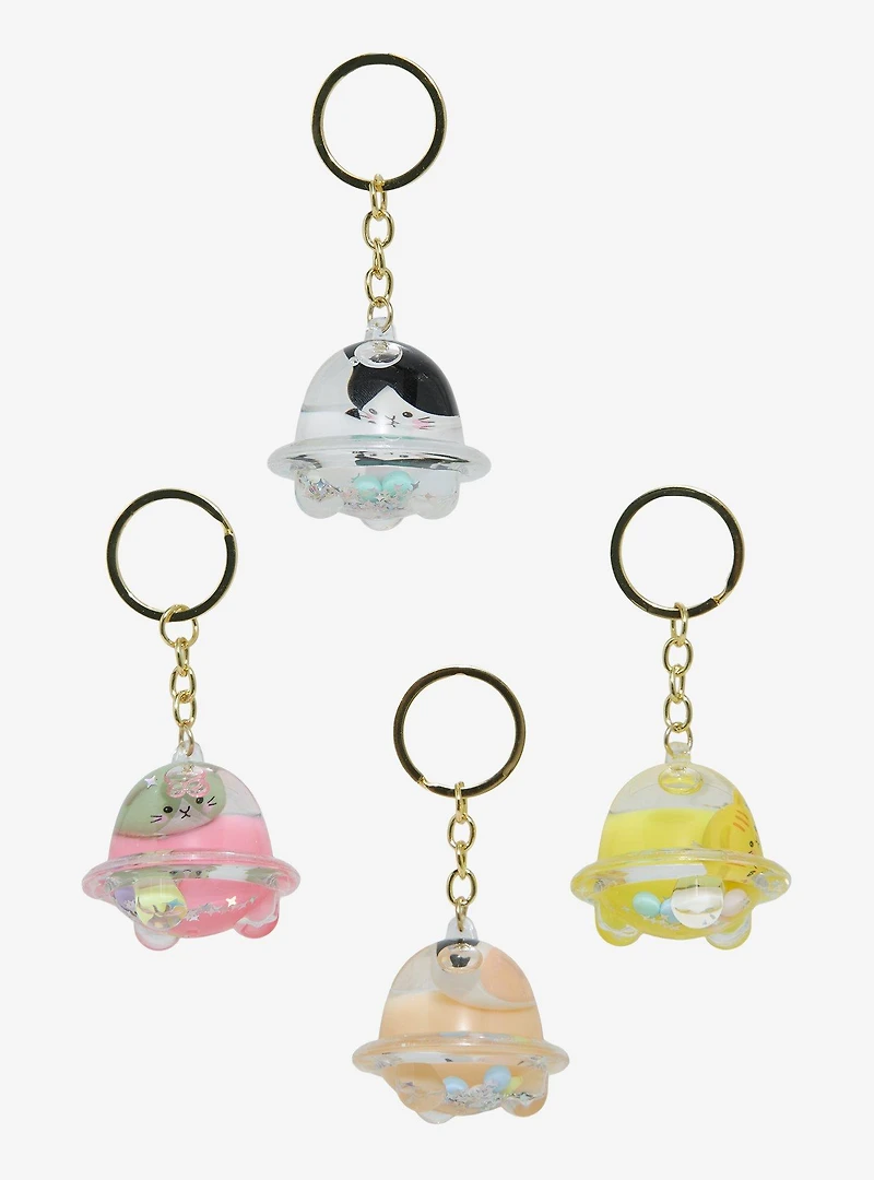 Spaceship Cats Liquid Filled Blind Assorted Keychain