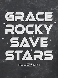 Project Hail Mary Grace Rocky Save Stars Womens Mineral Wash Crop T-Shirt