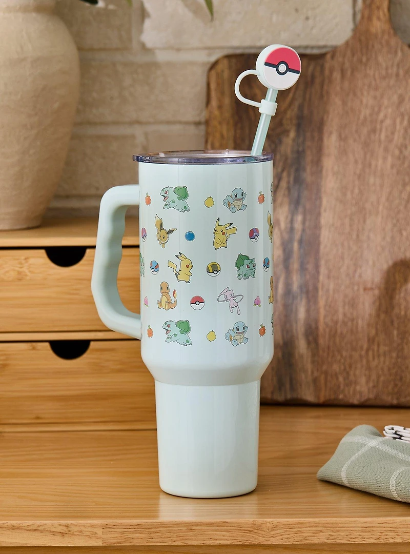 Pokémon Snacks Allover Print Straw Tumbler with Handle