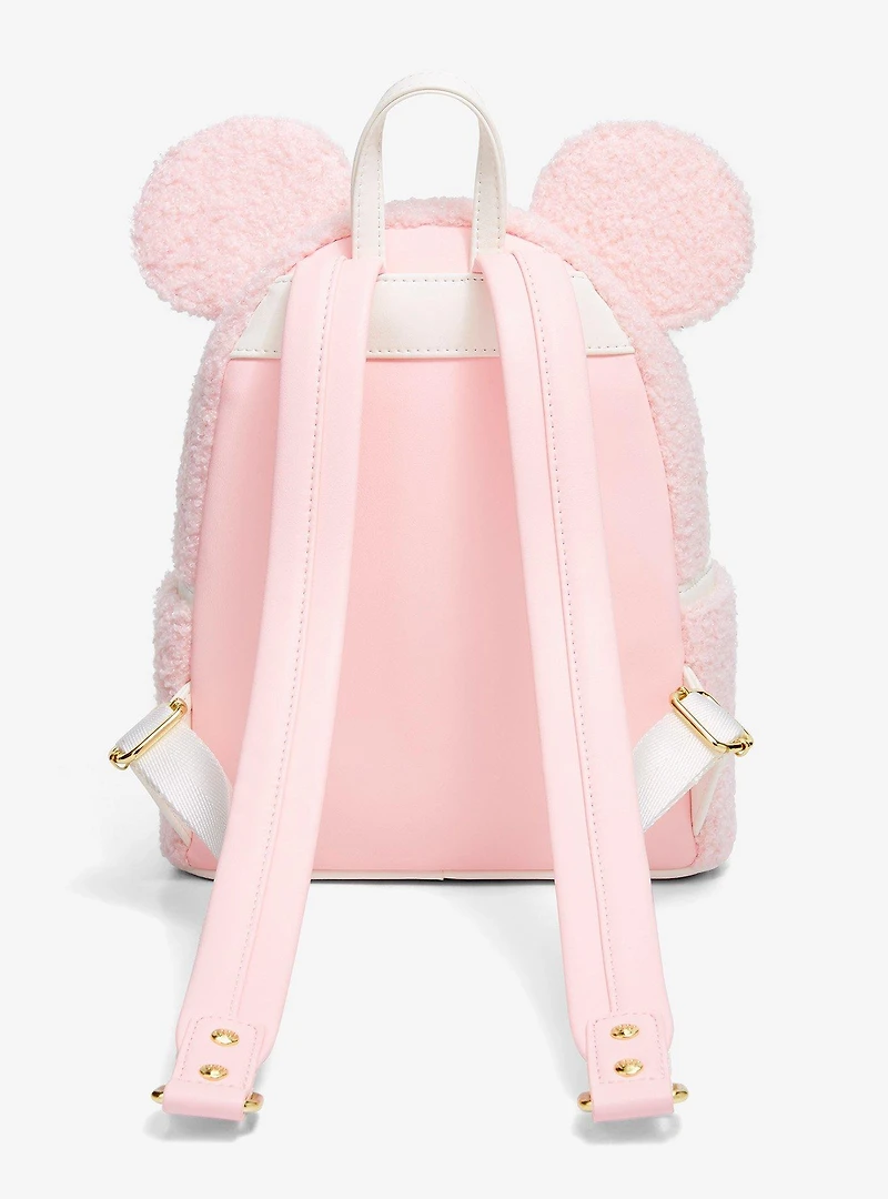 Loungefly Disney Minnie Mouse Ears Pink Sherpa Mini Backpack - BoxLunch Exclusive