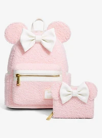 Loungefly Disney Minnie Mouse Ears Pink Sherpa Mini Backpack - BoxLunch Exclusive