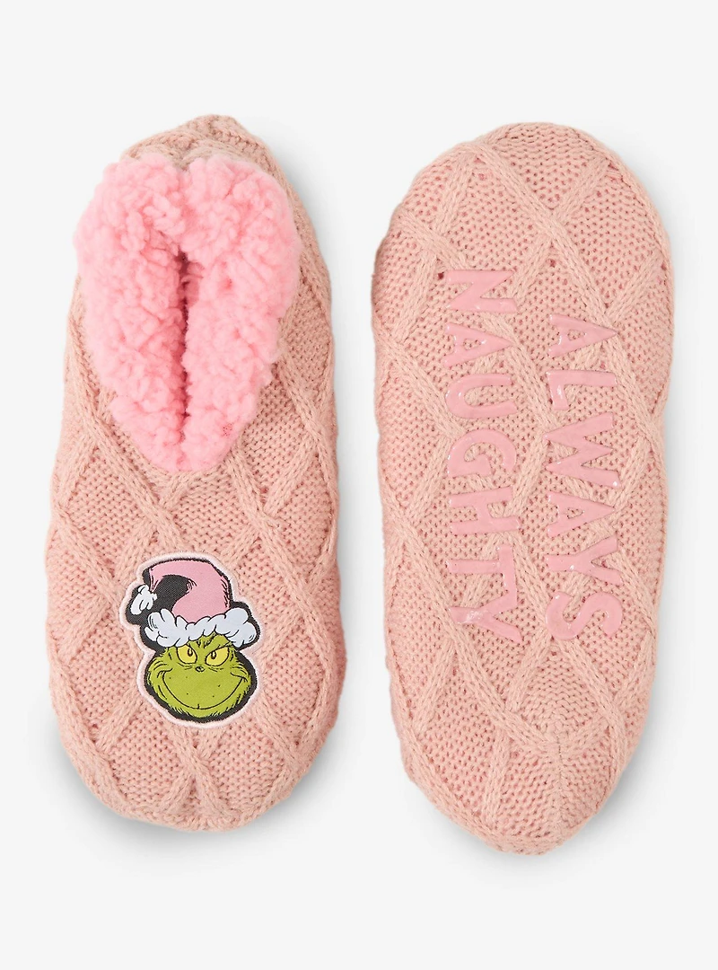 Dr. Seuss How The Grinch Stole Christmas Pink Slipper Socks - BoxLunch Exclusive