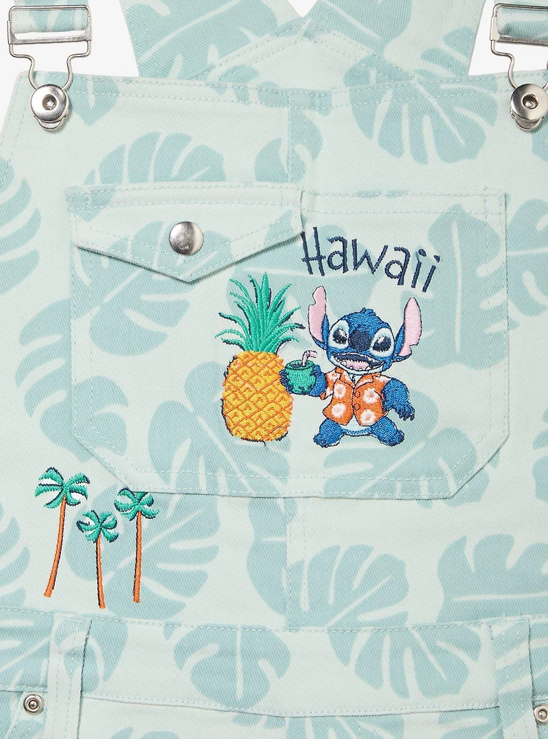 Disney Lilo & Stitch Palm Front Allover Print Women's Short Overalls - BoxLunch Exclusive