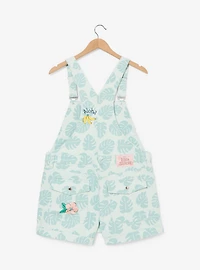 Disney Lilo & Stitch Palm Frond Allover Print Women's Plus Short Overalls - BoxLunch Exclusive