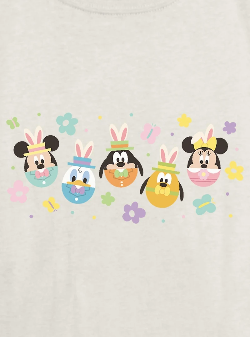 Disney Mickey Mouse & Friends Flowers Egg Heads Womens Skimmer T-Shirt