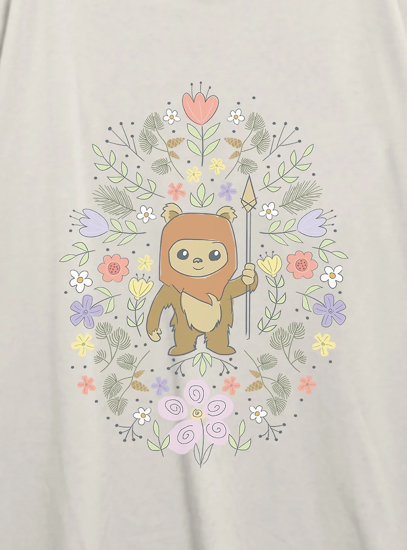 Star Wars Ewok Floral Spring Womens Oversized T-Shirt