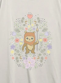 Star Wars Ewok Floral Spring Womens Oversized T-Shirt