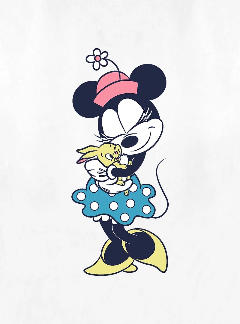 Disney Minnie Mouse Hugging Bunny Womens T-Shirt