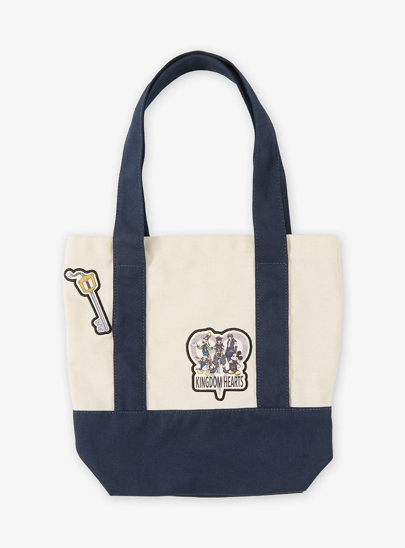 Disney Kingdom Hearts Navy Blue Mini Canvas Tote with Patches - BoxLunch Exclusive