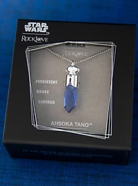 Star Wars X RockLove Padawan Ahsoka Tano Blue Kyber Crystal Necklace