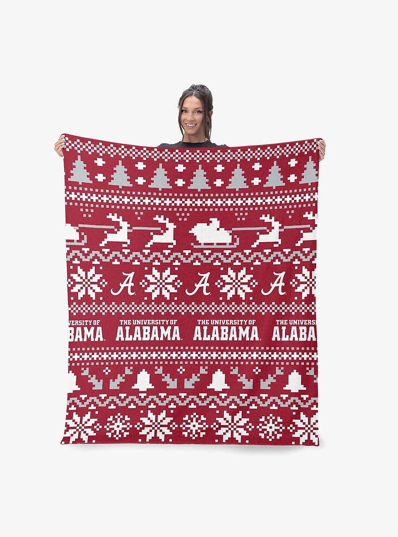 NCAA Alabama Crimson Tide Xmas Time Silk Touch Throw Blanket