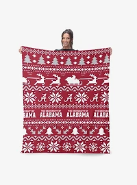 NCAA Alabama Crimson Tide Xmas Time Silk Touch Throw Blanket