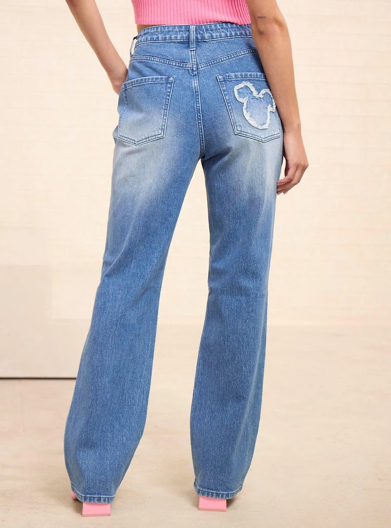 Disney Mickey Mouse Silhouette Denim Patch Women's Jeans - BoxLunch Exclusive