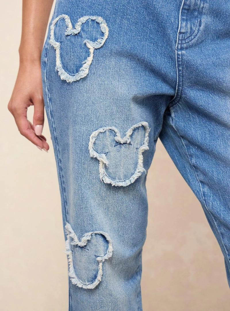 Disney Mickey Mouse Silhouette Denim Patch Women's Jeans - BoxLunch Exclusive