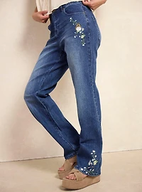 Studio Ghibli® My Neighbor Totoro Soot Sprites Floral Embroidered Women's High-Waisted Jeans - BoxLunch Exclusive