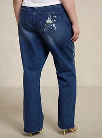 Studio Ghibli® My Neighbor Totoro Soot Sprites Floral Embroidered Women's Plus High-Waisted Jeans - BoxLunch Exclusive