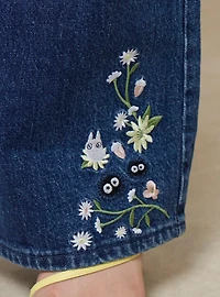Studio Ghibli® My Neighbor Totoro Soot Sprites Floral Embroidered Women's Plus High-Waisted Jeans - BoxLunch Exclusive