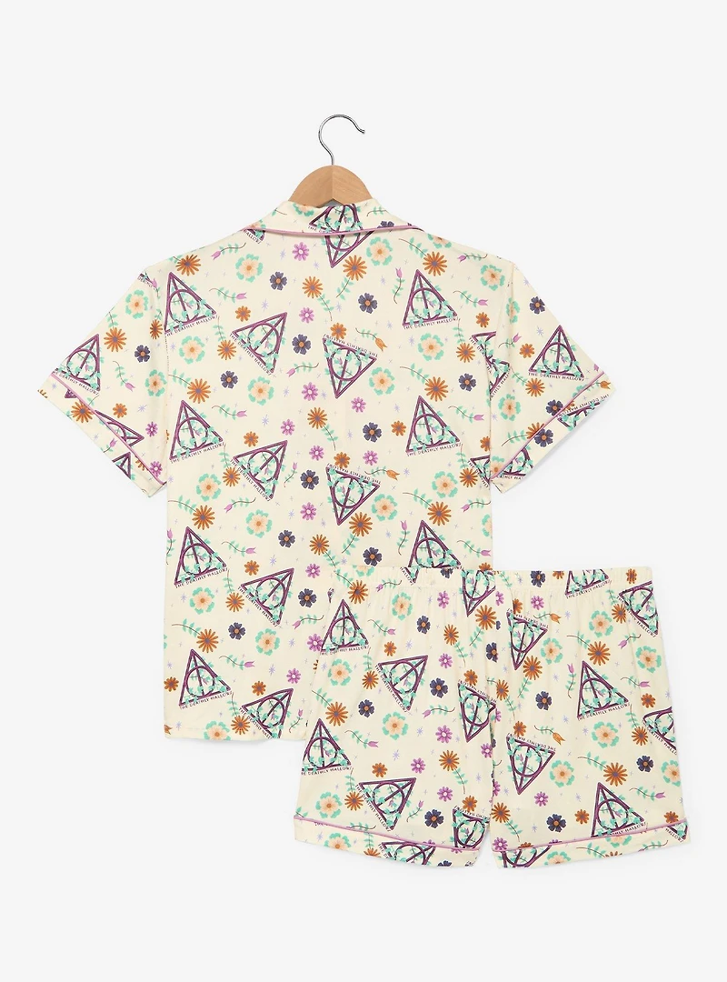 Harry Potter The Deathly Hallows Floral Allover Print Women's Sleep Shirt & Shorts Set - BoxLunch Exclusive