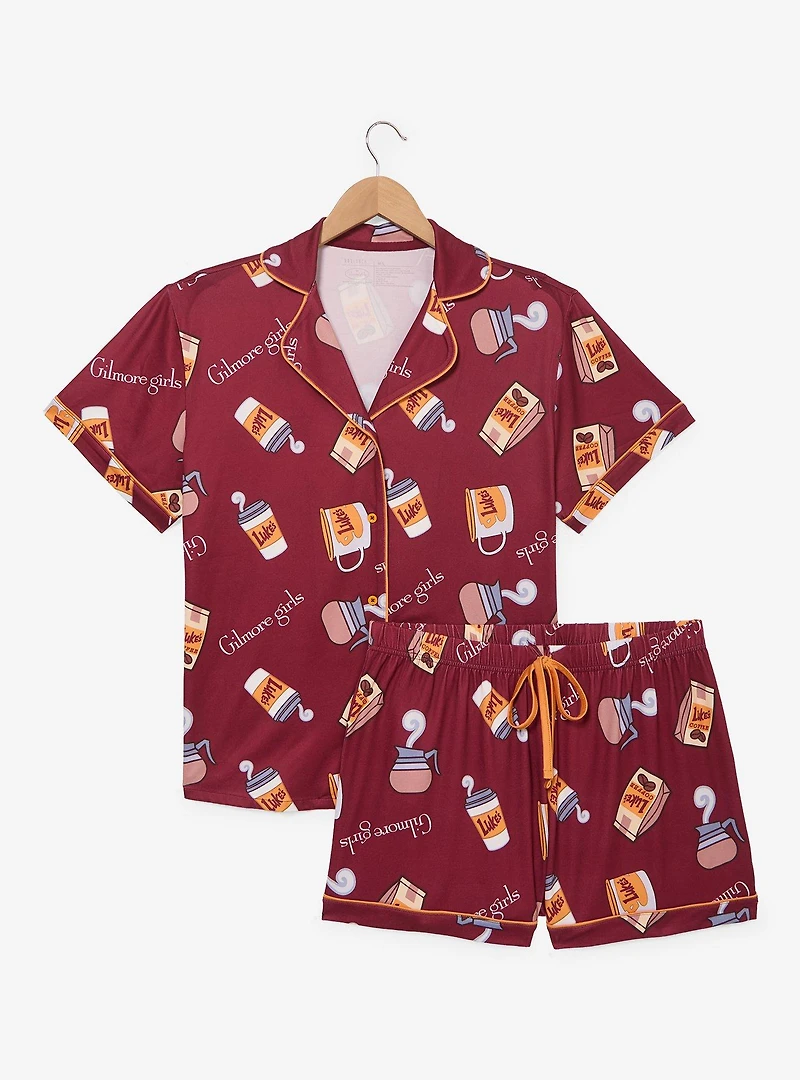 Gilmore Girls Luke's Diner Coffee Allover Print Women's Sleep Shirt & Shorts Set - BoxLunch Exclusive
