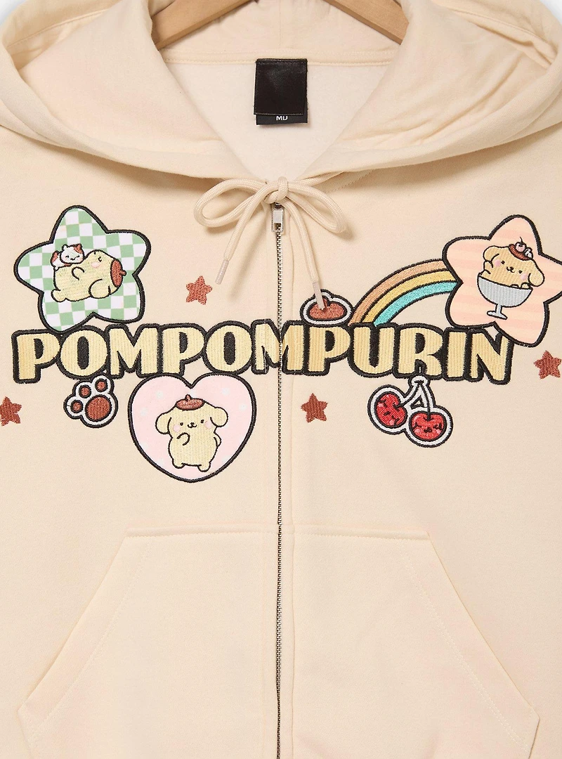 Sanrio Pompompurin Women's Cropped Zippered Hoodie - BoxLunch Exclusive