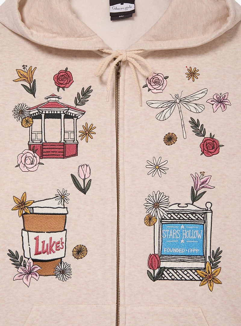 Gilmore Girls Stars Hollow Embroidered Women's Zippered Hoodie - BoxLunch Exclusive