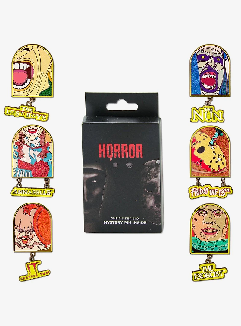 Warner Horror Movie Title Logos Mystery Enamel Pin Blind Box Series