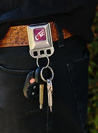 Coca-Cola Cherry Coke Logo Burgundy Seatbelt Buckle Keychain