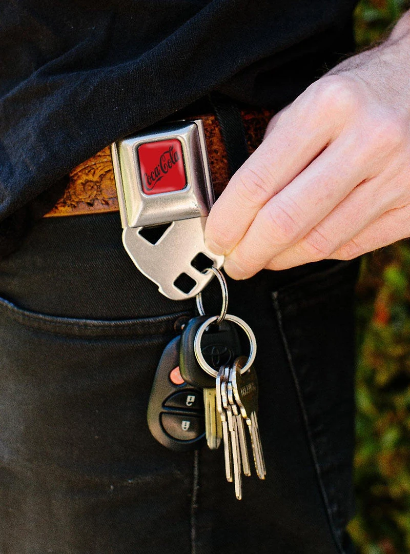 Coca-Cola Zero Script Logo Seatbelt Buckle Keychain