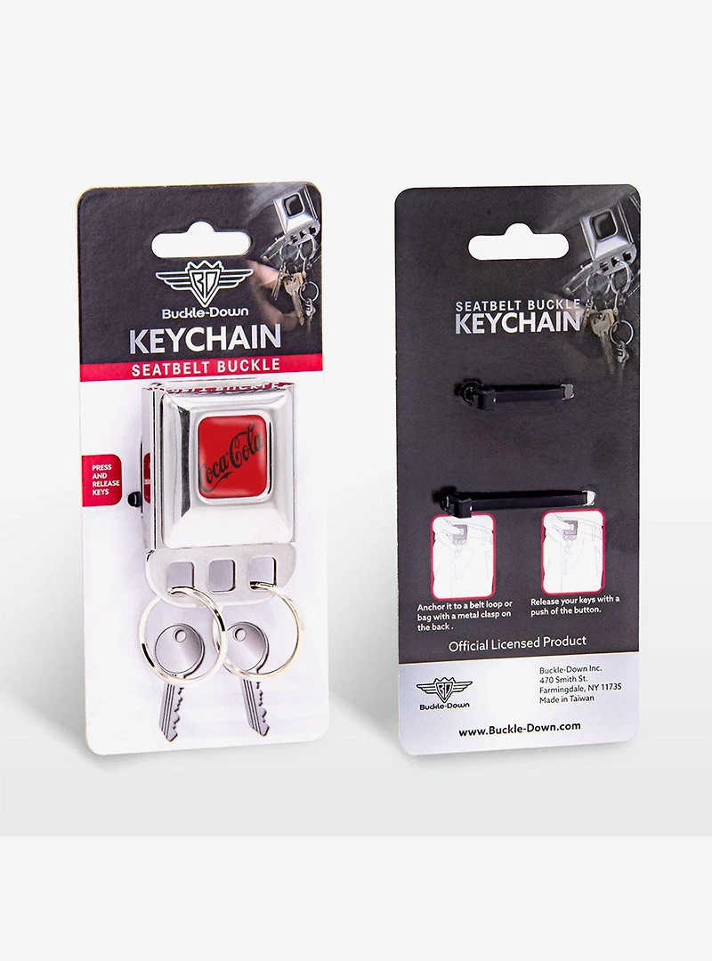 Coca-Cola Zero Script Logo Seatbelt Buckle Keychain