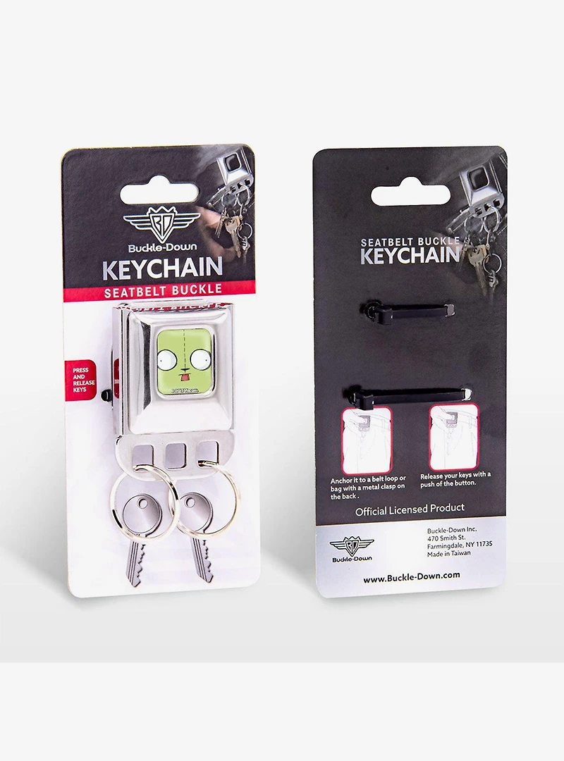Invader Zim GIR Face Close Up Seatbelt Buckle Keychain