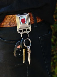 Peanuts Snoopy Woodstock on Dog House Seatbelt Buckle Keychain