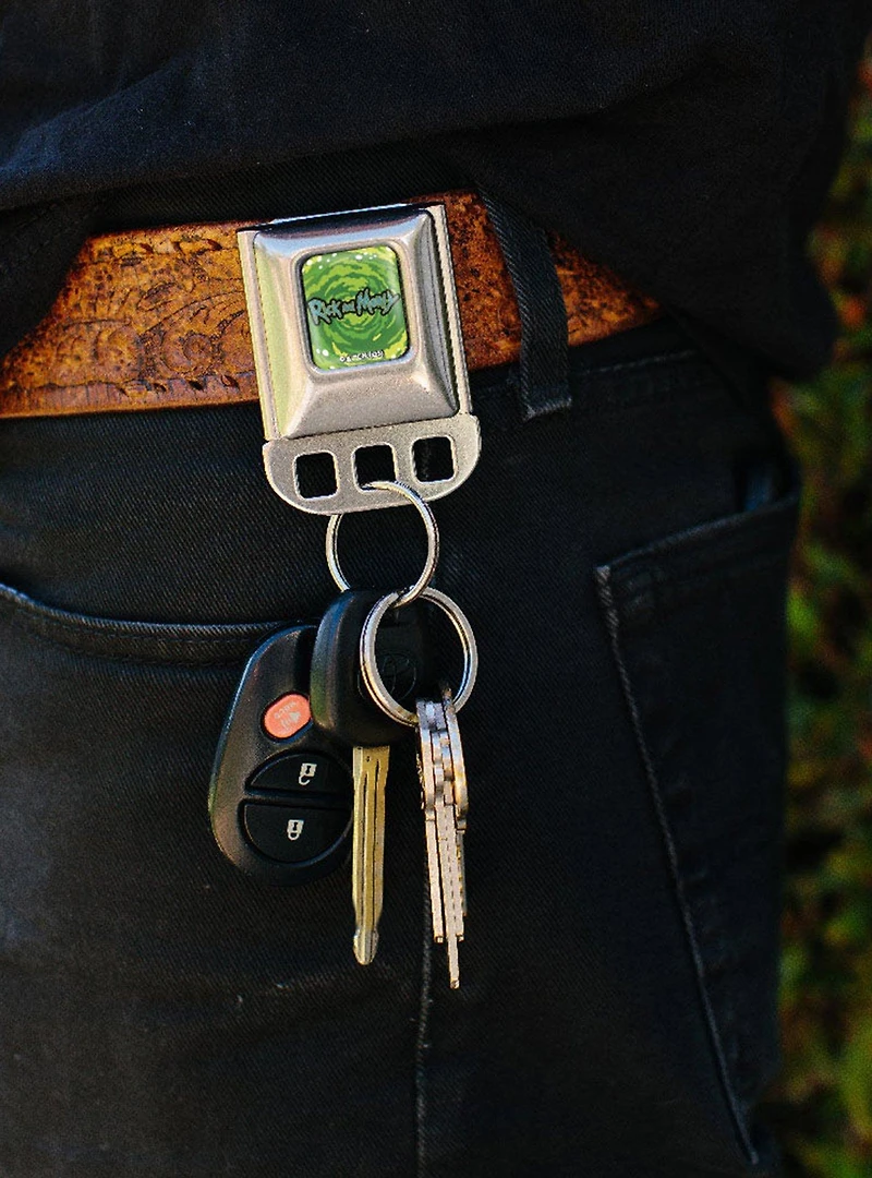 Rick and Morty Title Logo Seatbelt Buckle Keychain